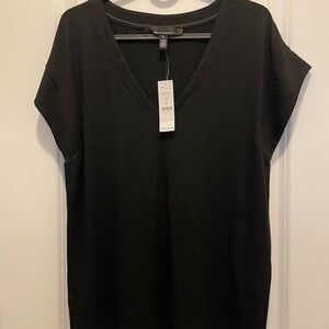White House Black Market Black Cap Sleeve Boxy Blouse